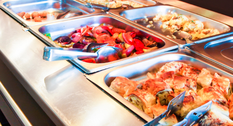 food on a cafeteria line