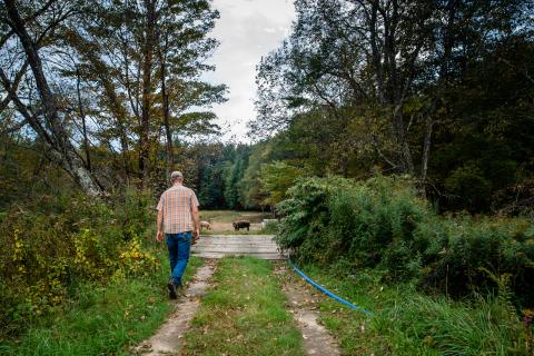 Mark Florenz on the farm at Archway Farm in Keene, New Hampshire.