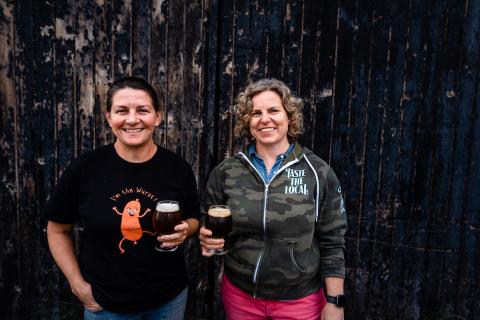 Nicole Carrier and Annette Lee, owners of Throwback Brewery in North Hampton, New Hampshire