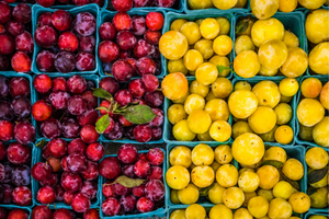 red and yellow plums