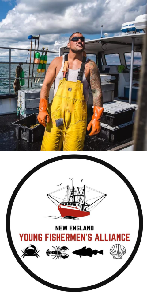 NEYFA logo with photo of fisherman