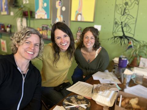 three women meeting