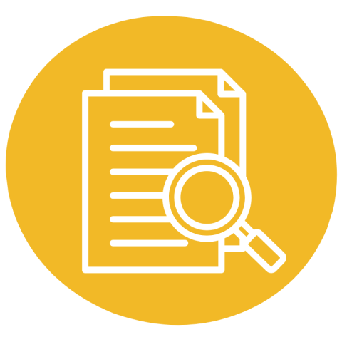 papers with magnifying glass icon