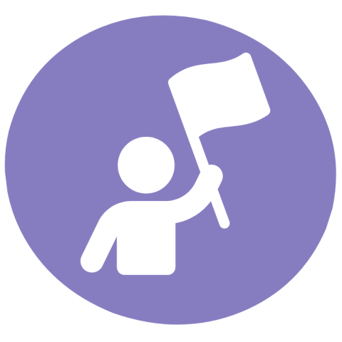 person holding a flag icon